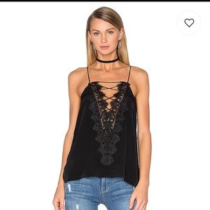 Navy silk  plunge cami by Cami NYC